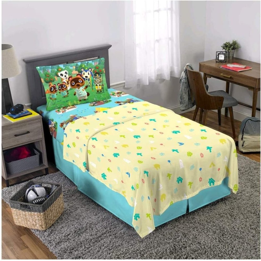 Franco Manufacturing Animal Crossing Happy Campers 4 Piece Full Size Sheet Set